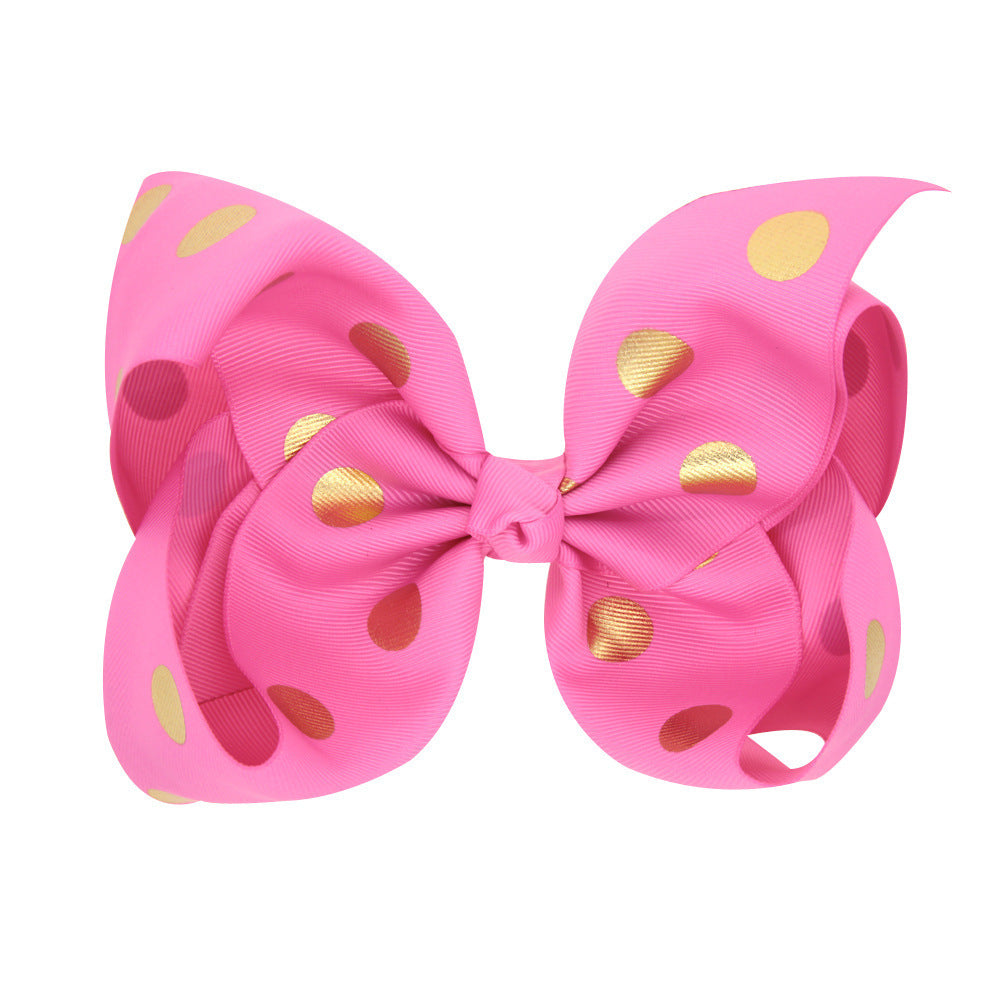 8 Inch Large Bronzing Dot Bow Hair Clip