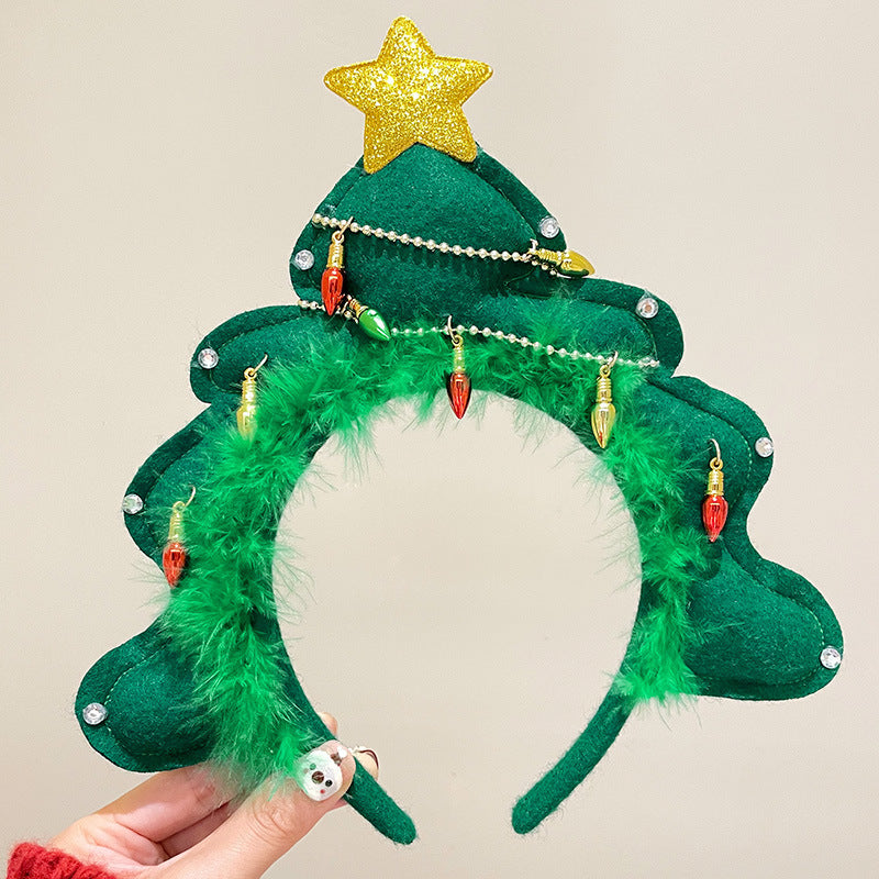 Christmas Hairband Decoration Tree Headband Bow Hair Clip