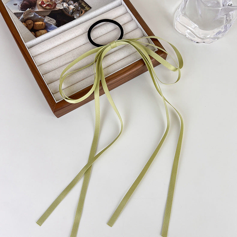 Simple Color Bow Headband Hair Band Tassel Hair Ring