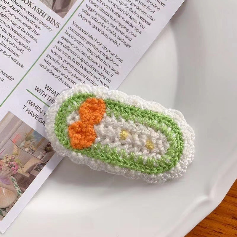Versatile Knitted Yarn Sweet Flower Hair Clip