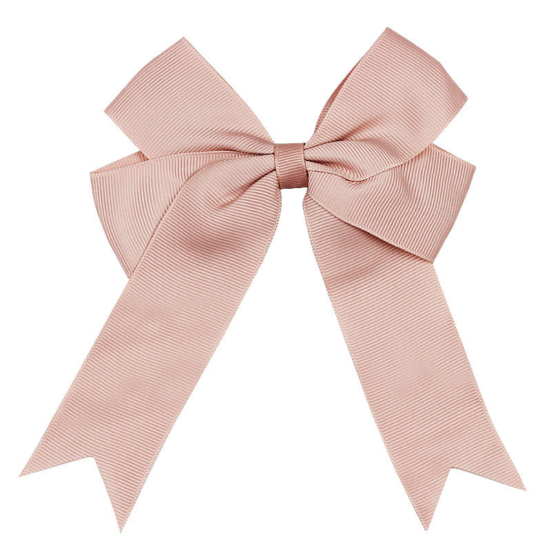 Handmade Long Floating Tail Solid Color Bow Children Barrettes