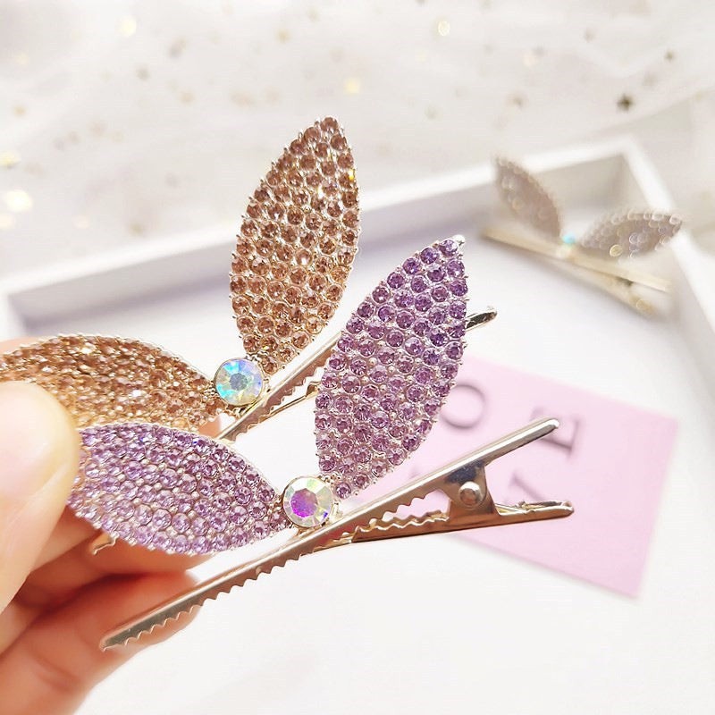 Women's Fashion Rhinestone Stereo Rabbit Ears Barrettes