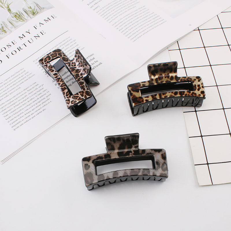 Women's Fashion Vintage Leopard Print Square Hair Clip