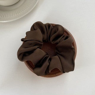 Cream Texture Silky Satin French Black Large Intestine Hair Ring