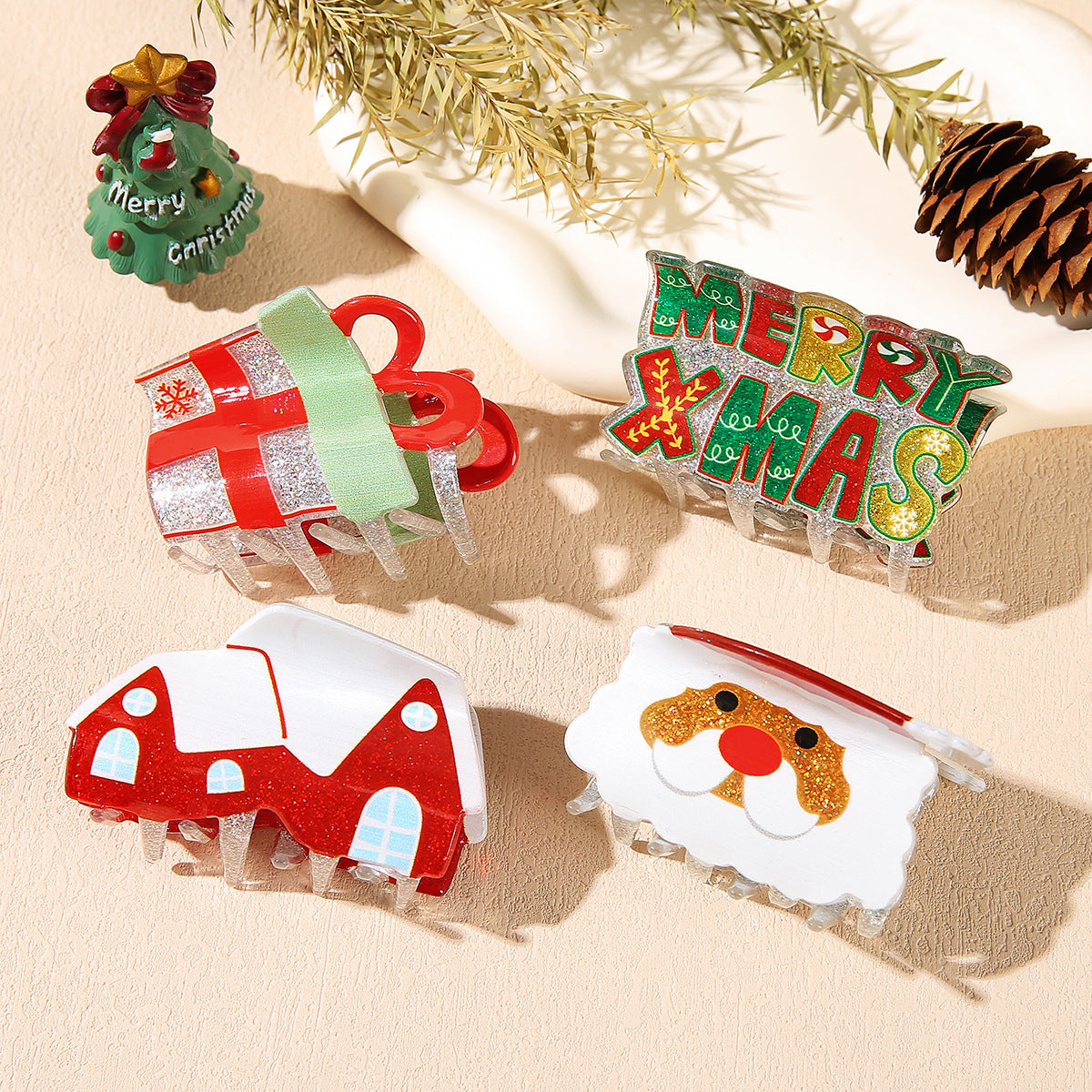 Christmas Shark Clip Summer Back Head Barrettes