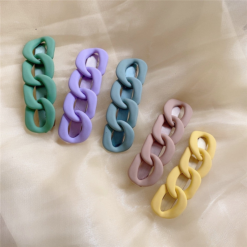 Women's Fashion Simple Color Chain Twist Barrettes