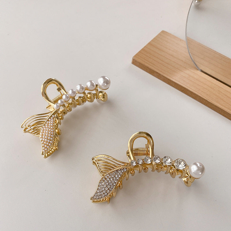 Net Red Large Pearl Fish Tail Plate Hair Clip Back Head Shark Hairpin Hairpin
