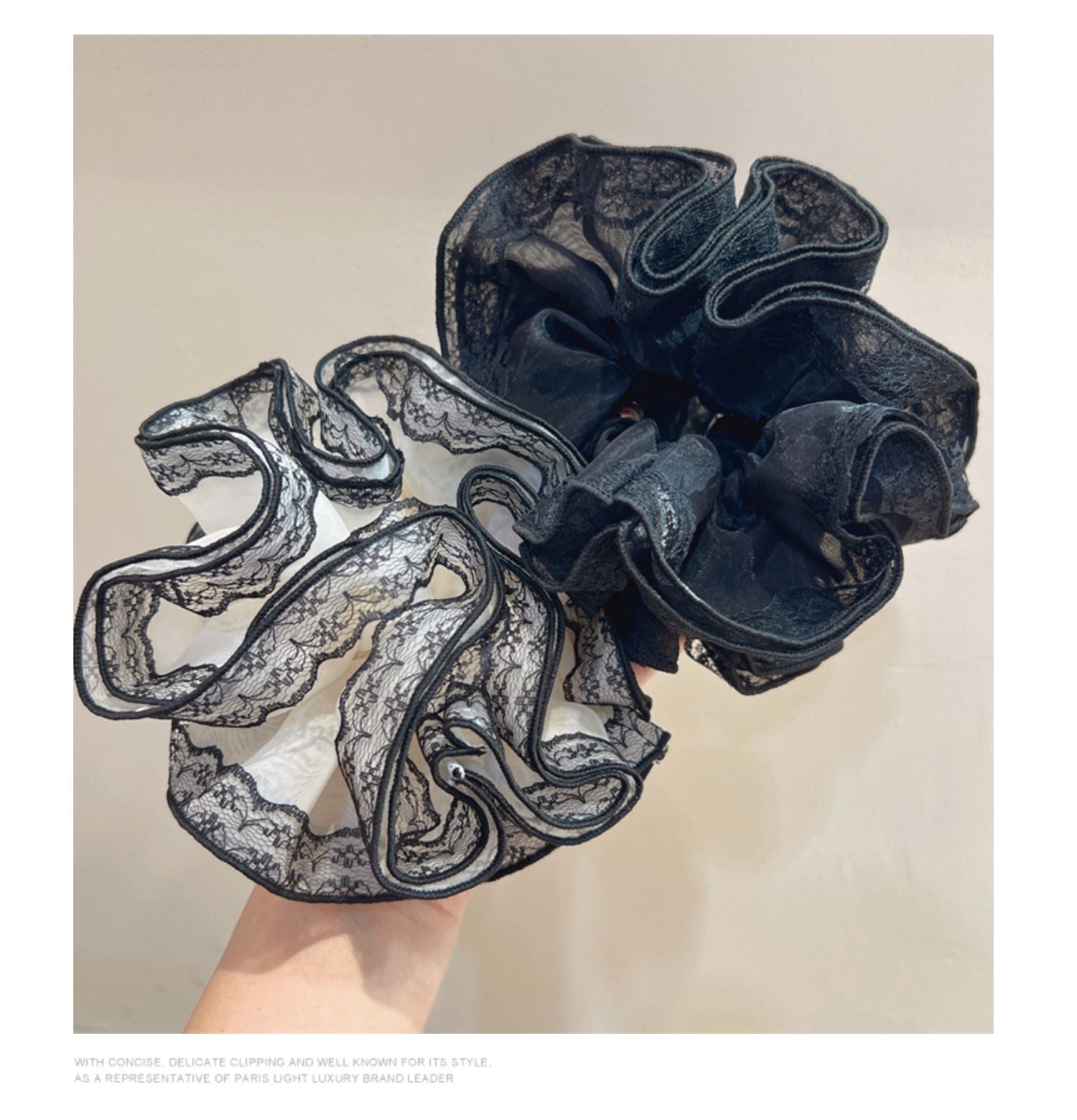 Double Layer Intestine Ring Hair Rope Organza Lace Edge Hair Ring