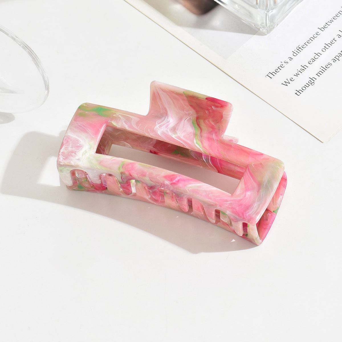 Women's Summer Marble Color Rectangular Barrettes