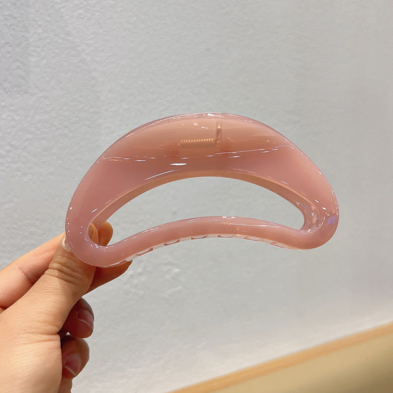 Simple Large Hollow Jelly Crescent Barrettes