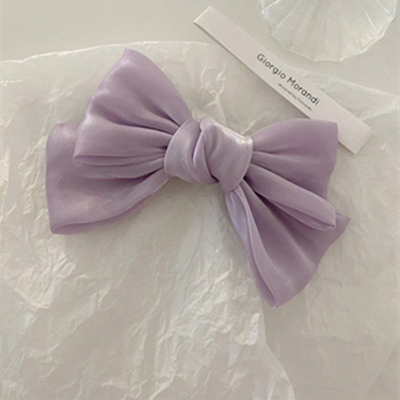 Mermaid French Pearlescent Satin Bow Barrettes
