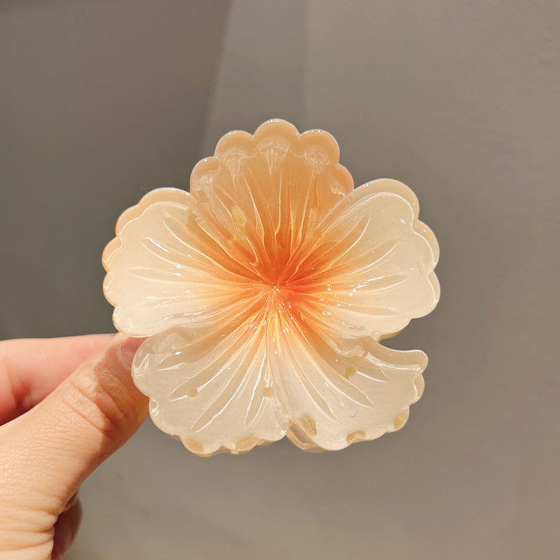 Gradient Color Curly Heart Flower Barrettes Large Headdress