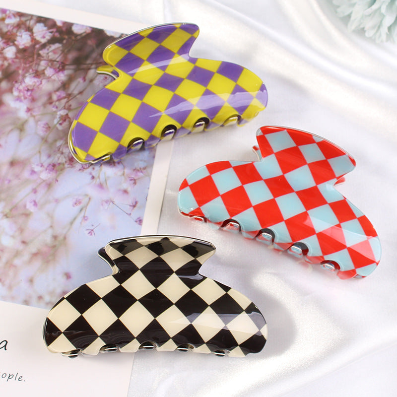 Women's Simple Acetate Checkerboard Hair Clip