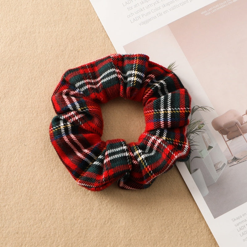 Best Plaid Print Large Intestine Ring Women's Hair Tie