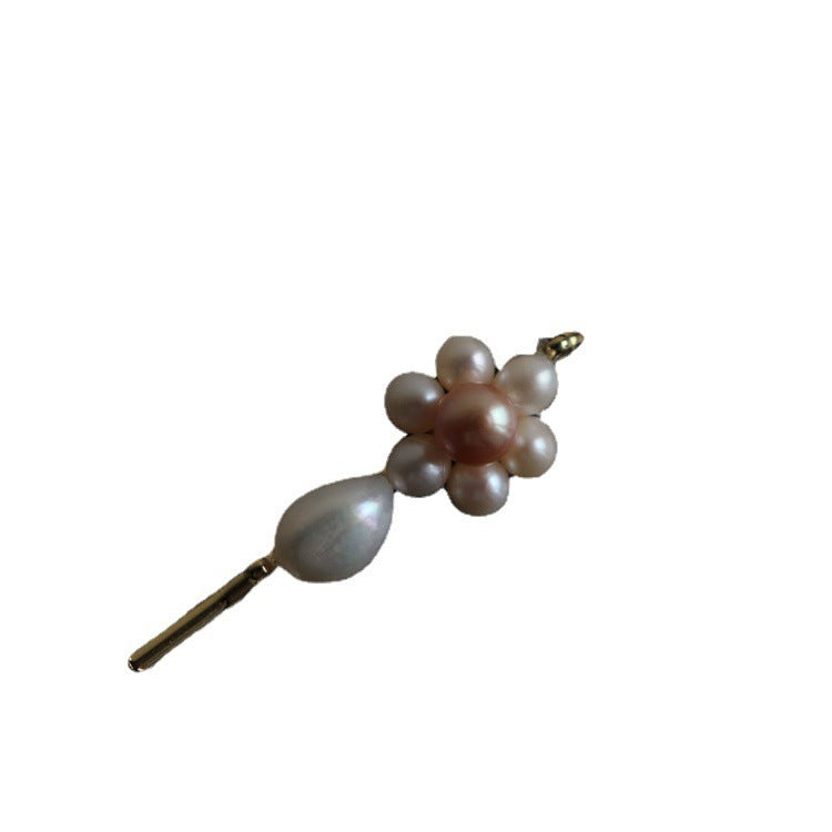 Freshwater Pearl Baroque Braided Flower Hair Clip