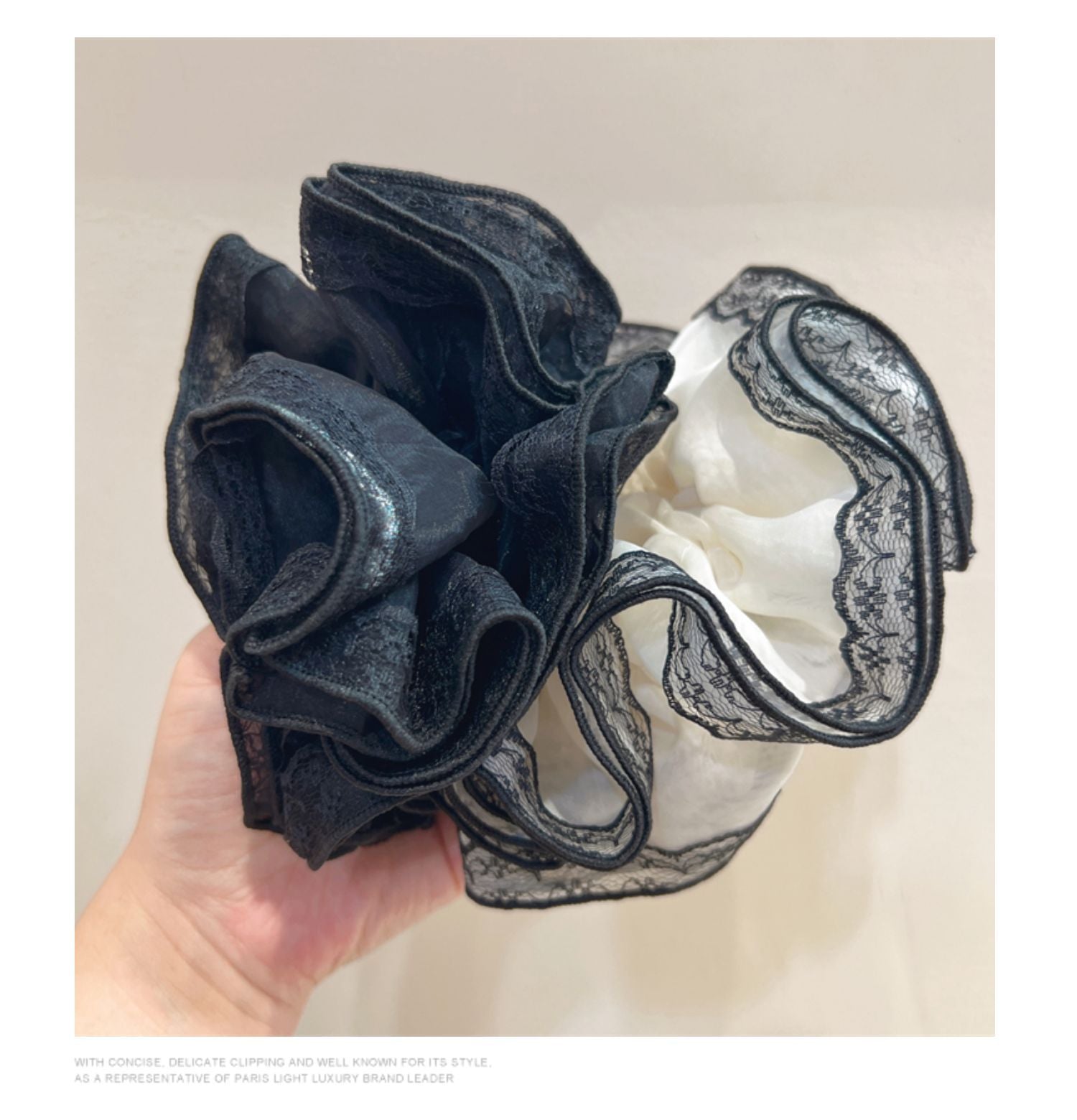 Double Layer Intestine Ring Hair Rope Organza Lace Edge Hair Ring