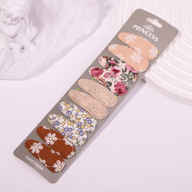 Women's Fashion Embroidered Print Teardrop Hair Clip