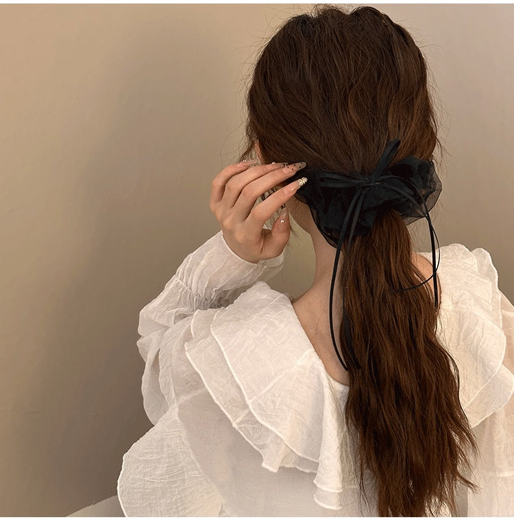 Female Ribbon Seersucker Ballet Style Bowknot Hair Ring