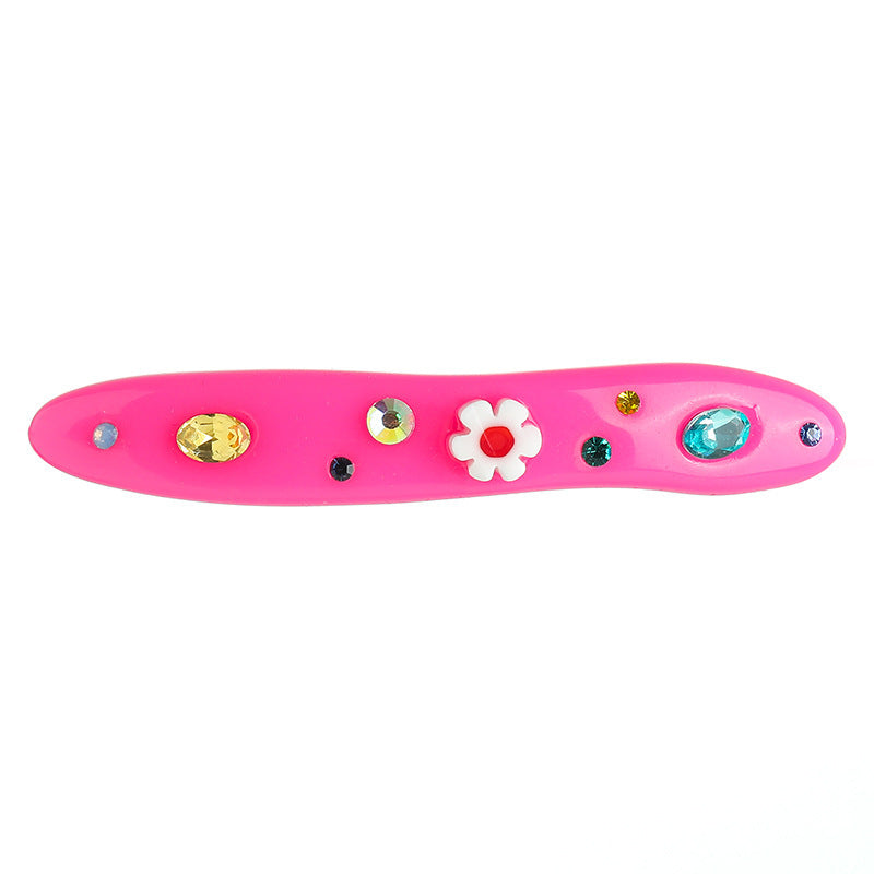 Women's Candy Color Resin Diamond Drop Oil Barrettes