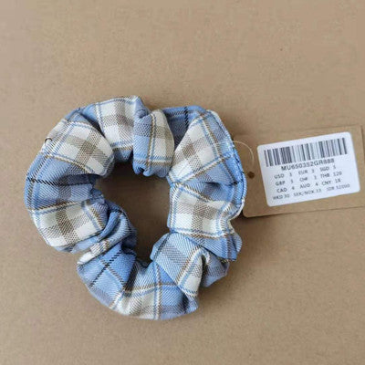 Best Plaid Print Large Intestine Ring Women's Hair Tie