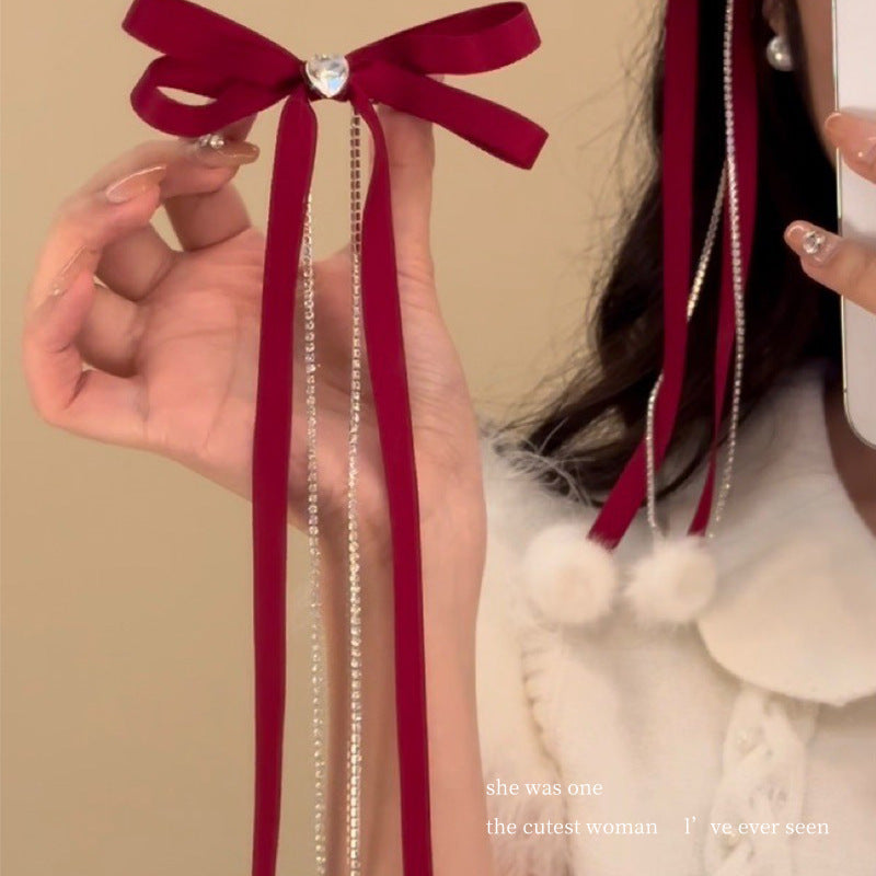 Ribbon Bowknot Barrettes Girl Versatile Double Twist Hair Clip Headdress
