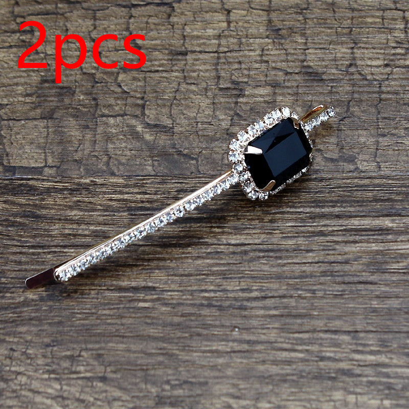 Square Rhinestone Bobby Pin Hair Clip Personality Side Clip Headdress