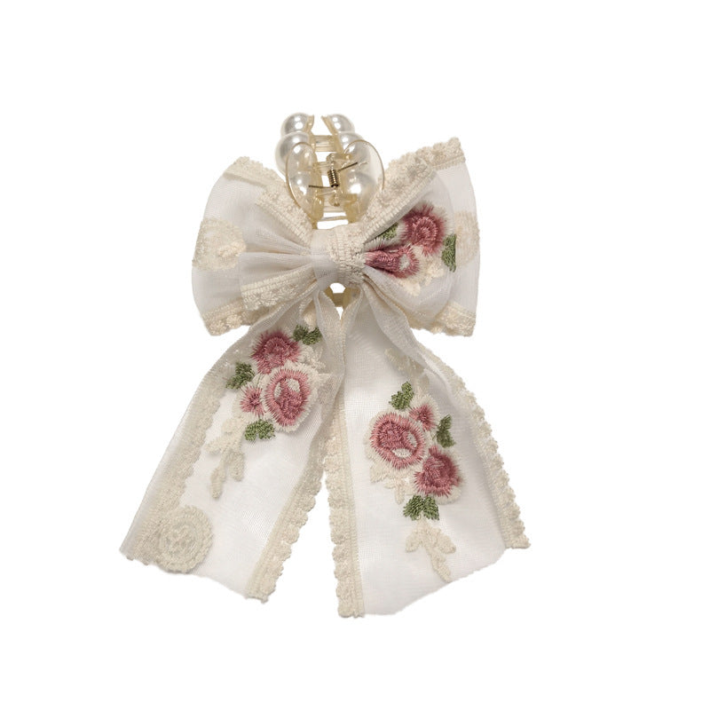 Best Women's Sweet Lace Flower Bow Large Grab Hair Clip