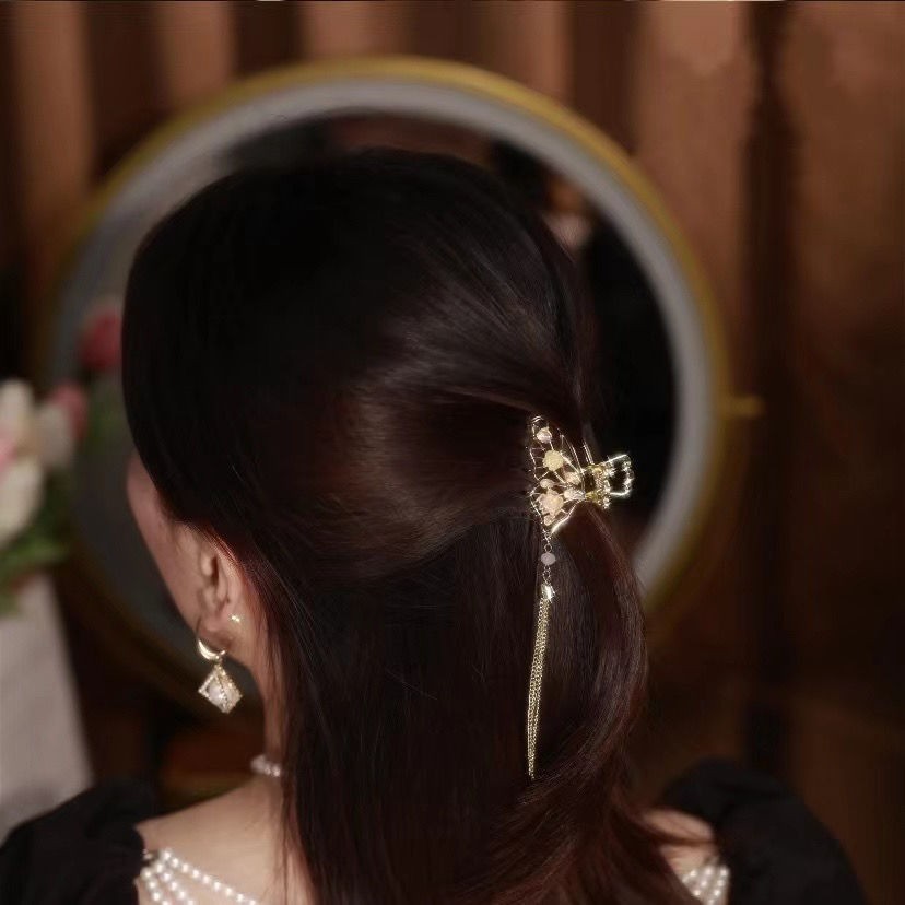 Best Butterfly Small Jaw Clip Alloy Hair Retro Style Elegant Fairy Small Tassel Shark