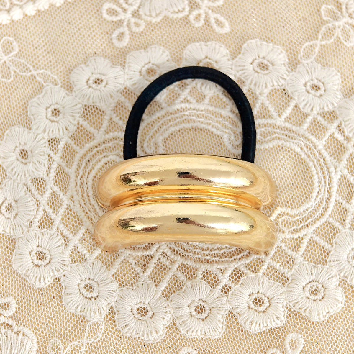 Geometric Metal Concave-convex Elastic Temperament Hair Ring Hair Rope