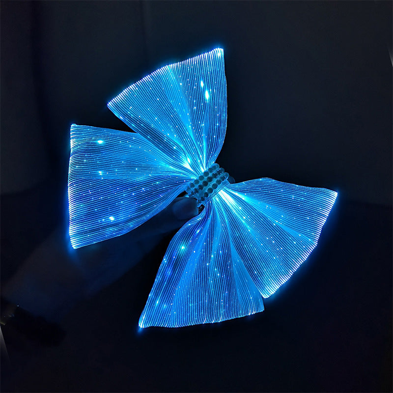 Luminous Barrettes Bowknot Optical Fiber Hair Accessories LED Disco