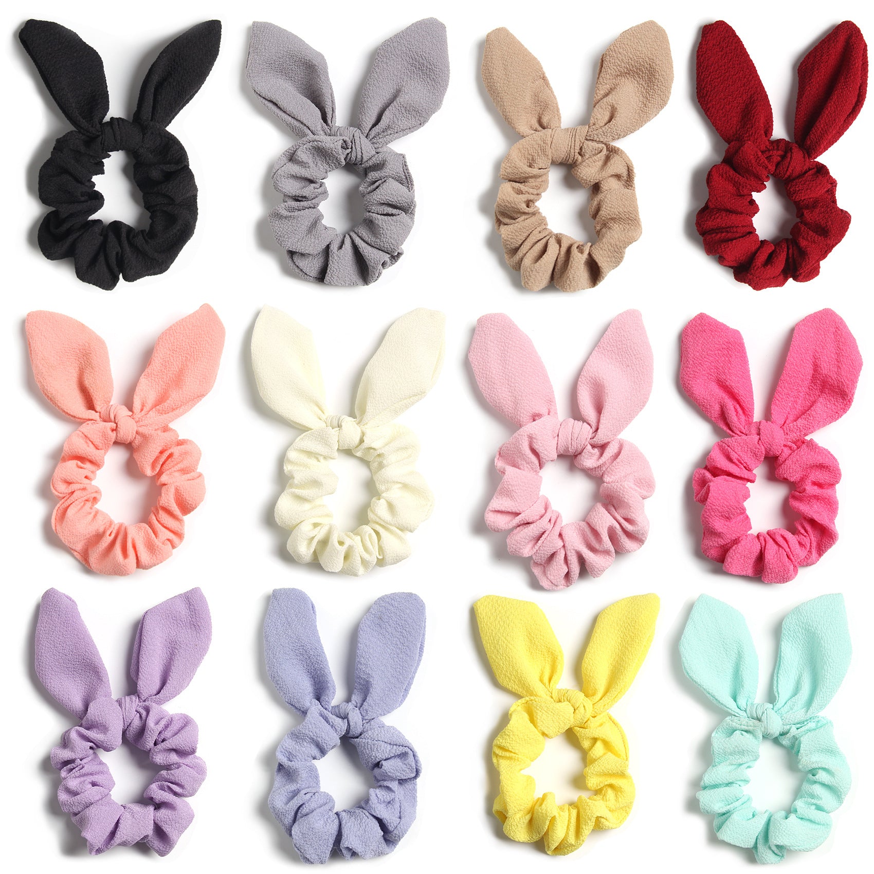 Solid Color Fabric Craft Rabbit Ears Hair Ring Cute