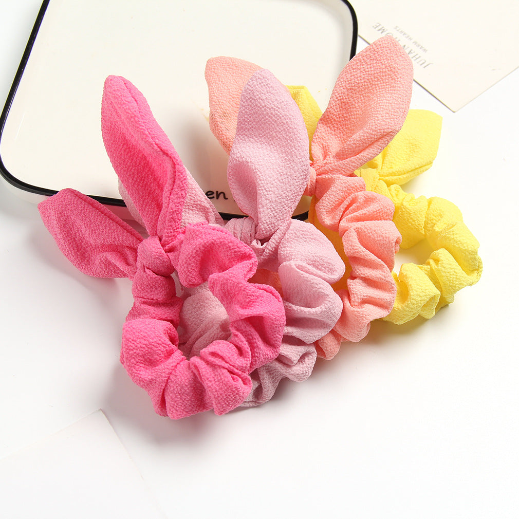 Solid Color Fabric Craft Rabbit Ears Hair Ring Cute