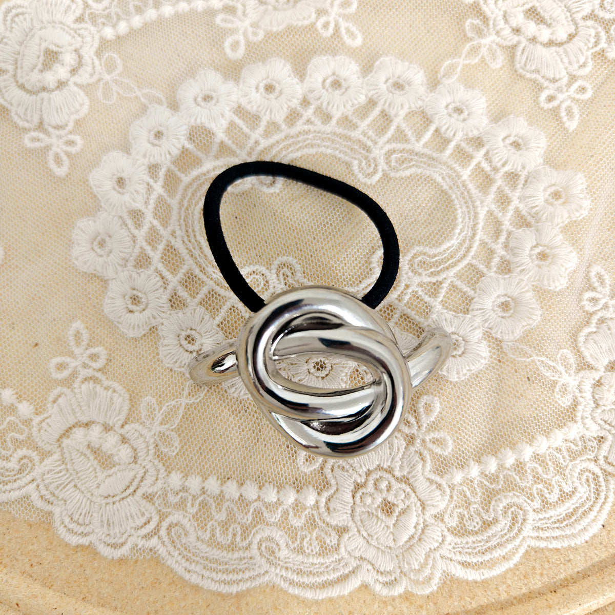 Geometric Metal Concave-convex Elastic Temperament Hair Ring Hair Rope