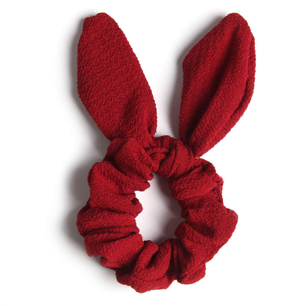 Solid Color Fabric Craft Rabbit Ears Hair Ring Cute