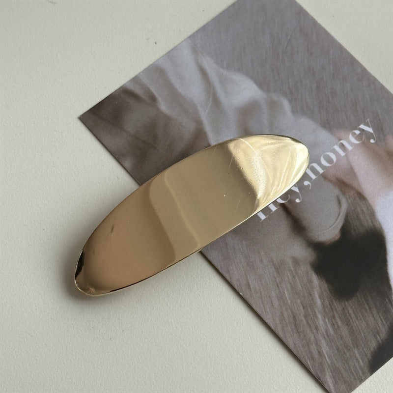 Glossy Metal Oval Duckbill Barrettes