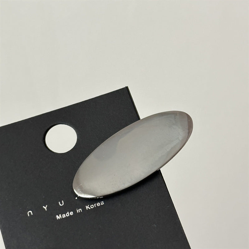 Glossy Metal Oval Duckbill Barrettes