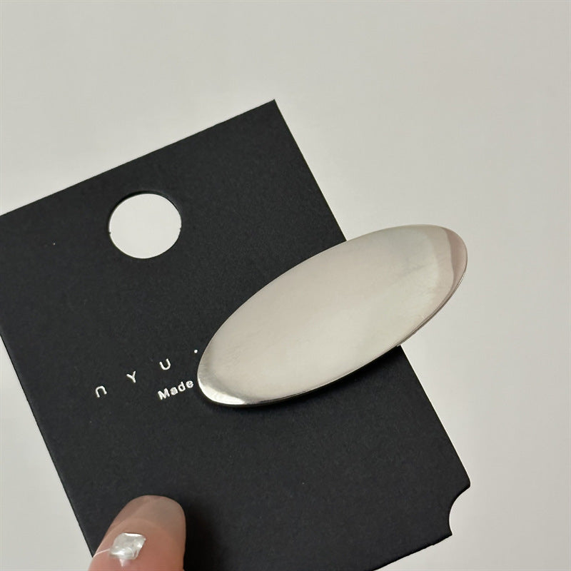 Glossy Metal Oval Duckbill Barrettes