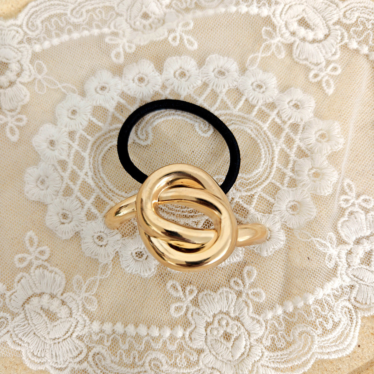 Geometric Metal Concave-convex Elastic Temperament Hair Ring Hair Rope