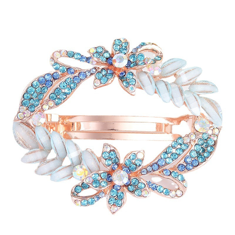 Korean Style Flower Rhinestone-embedded Barrettes Exquisite Head Clip Spring Clip