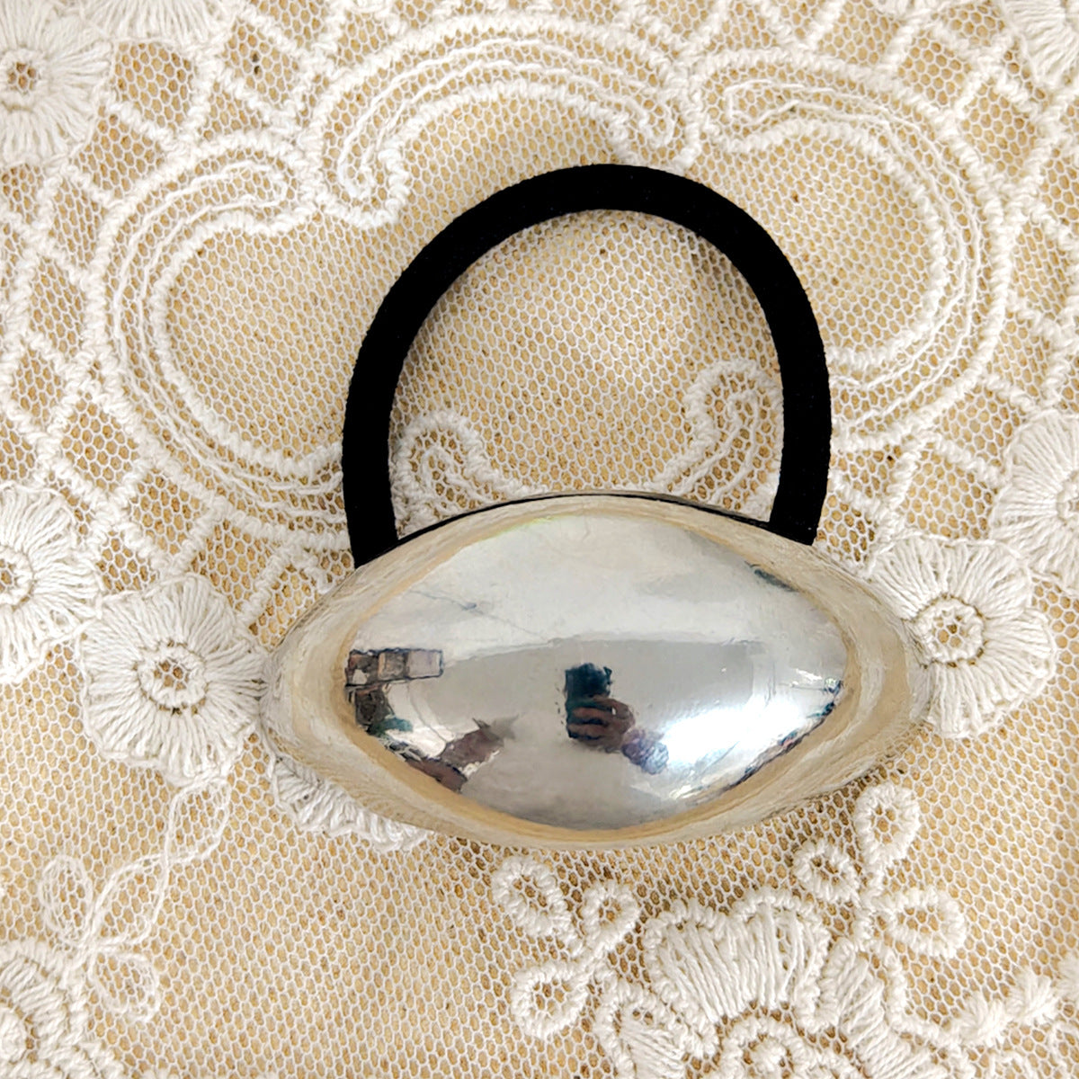 Geometric Metal Concave-convex Elastic Temperament Hair Ring Hair Rope