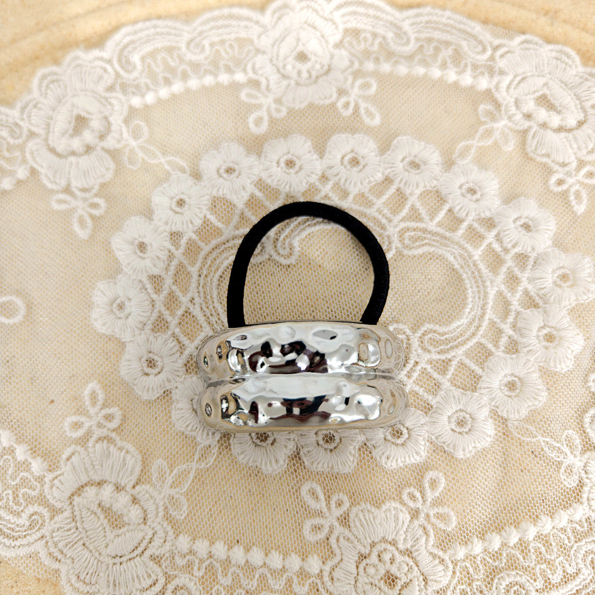 Geometric Metal Concave-convex Elastic Temperament Hair Ring Hair Rope