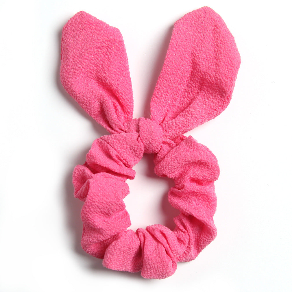 Solid Color Fabric Craft Rabbit Ears Hair Ring Cute