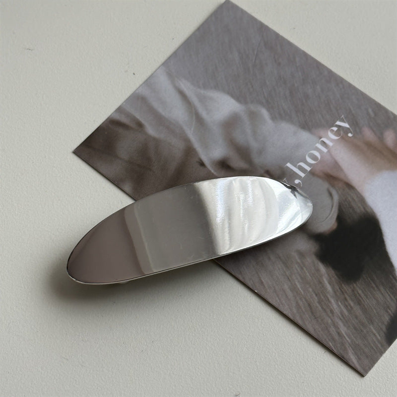 Glossy Metal Oval Duckbill Barrettes