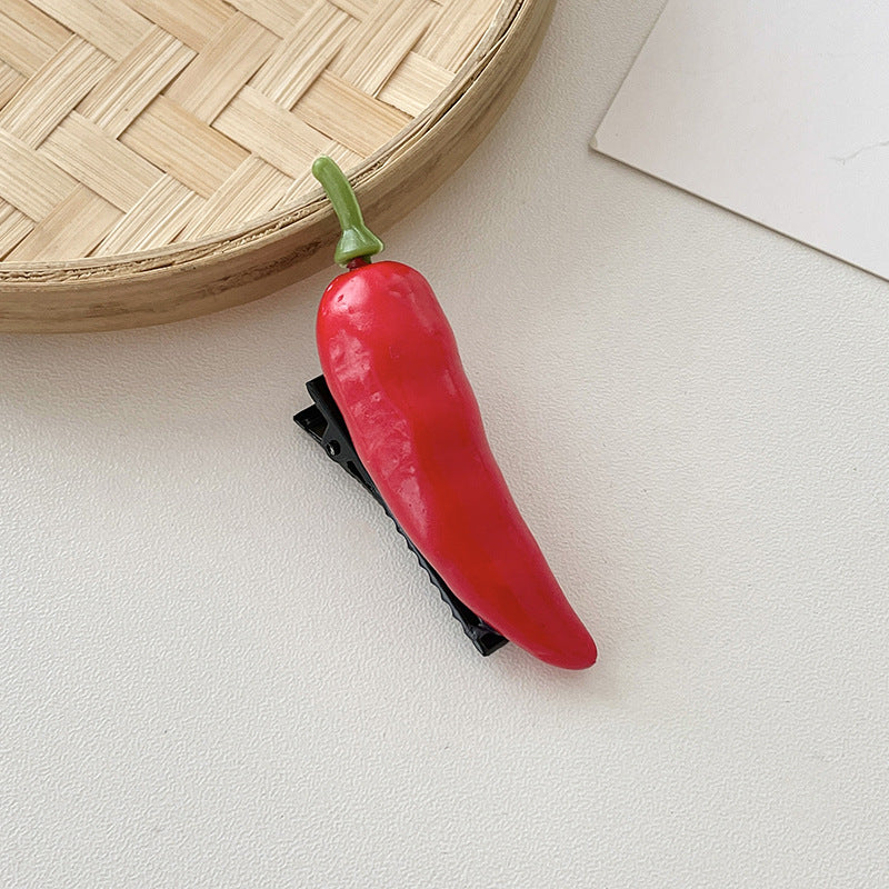 Women's Fashion Simulation Red Chilli Vegetable Hair Styling Clip