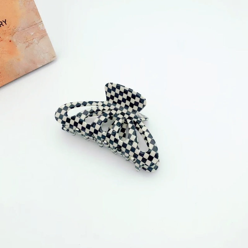 9CM Plaid Barrettes Girly Temperamental Hollow Grip