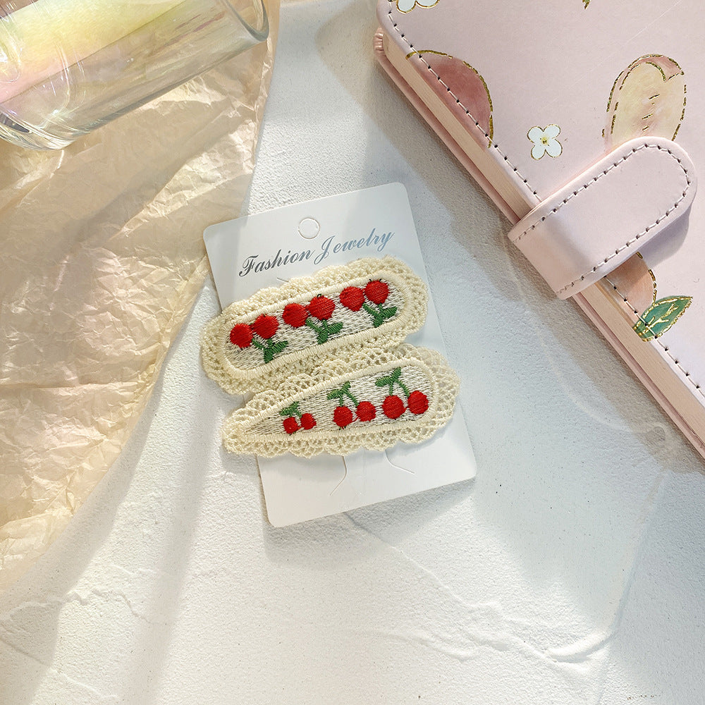 Children's Barrettes Fabric Korean Fruit Knitting