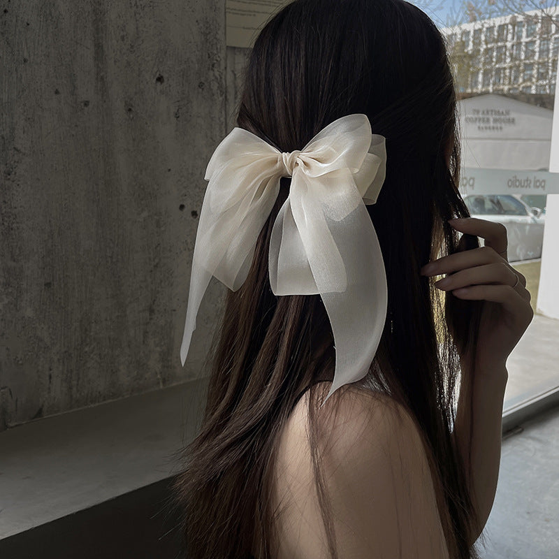 Black Veil Bowknot Spring Clip Back Head Hair Clip