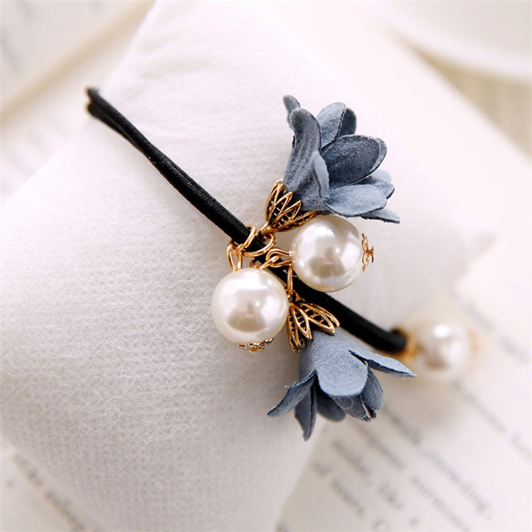Handmade Beaded Flower Pearl Hair Ring