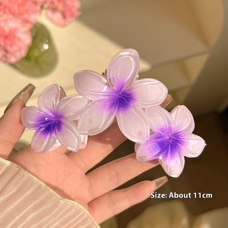 Three Flowers Plumeria Rubra Large Hair Clip Female