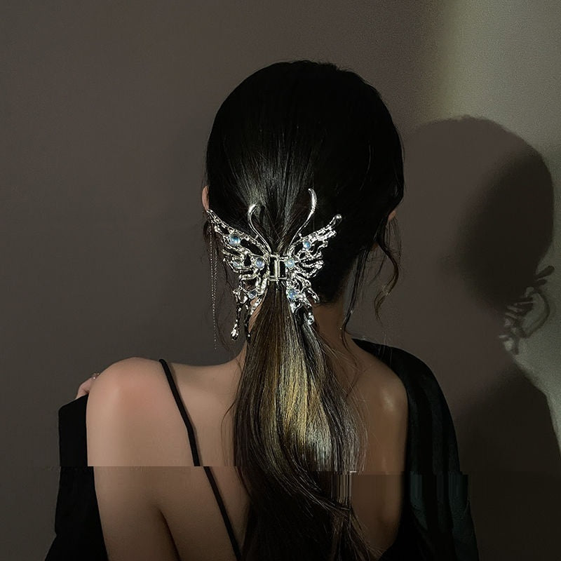 Best Exaggerated Personality Hair Accessories Metal Liquid Butterfly Grab Clip